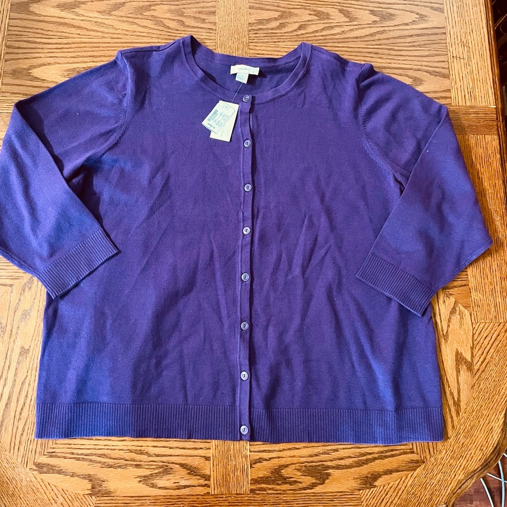 CJ Banks Purple Button Up Cardigan - NWT